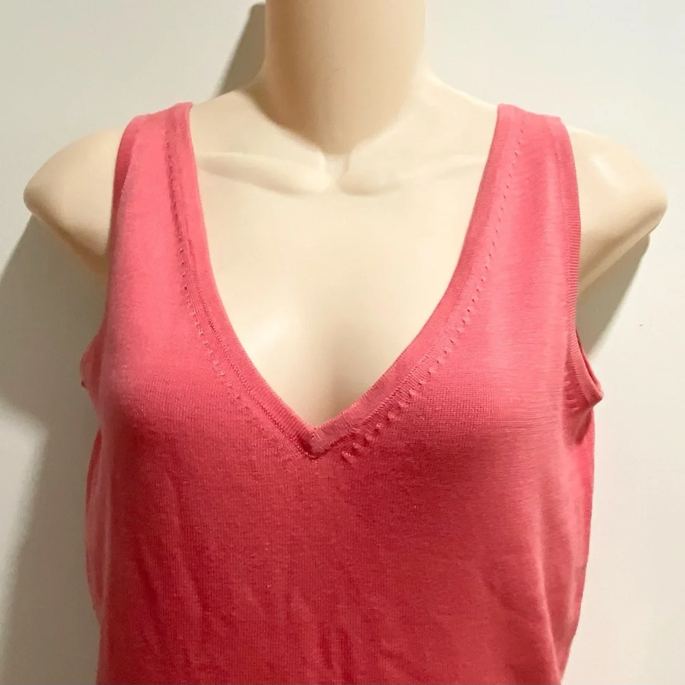 J. Crew Silk Stretch Deep V - Neck Knit Office Minimalist Capsule Tank Top XS